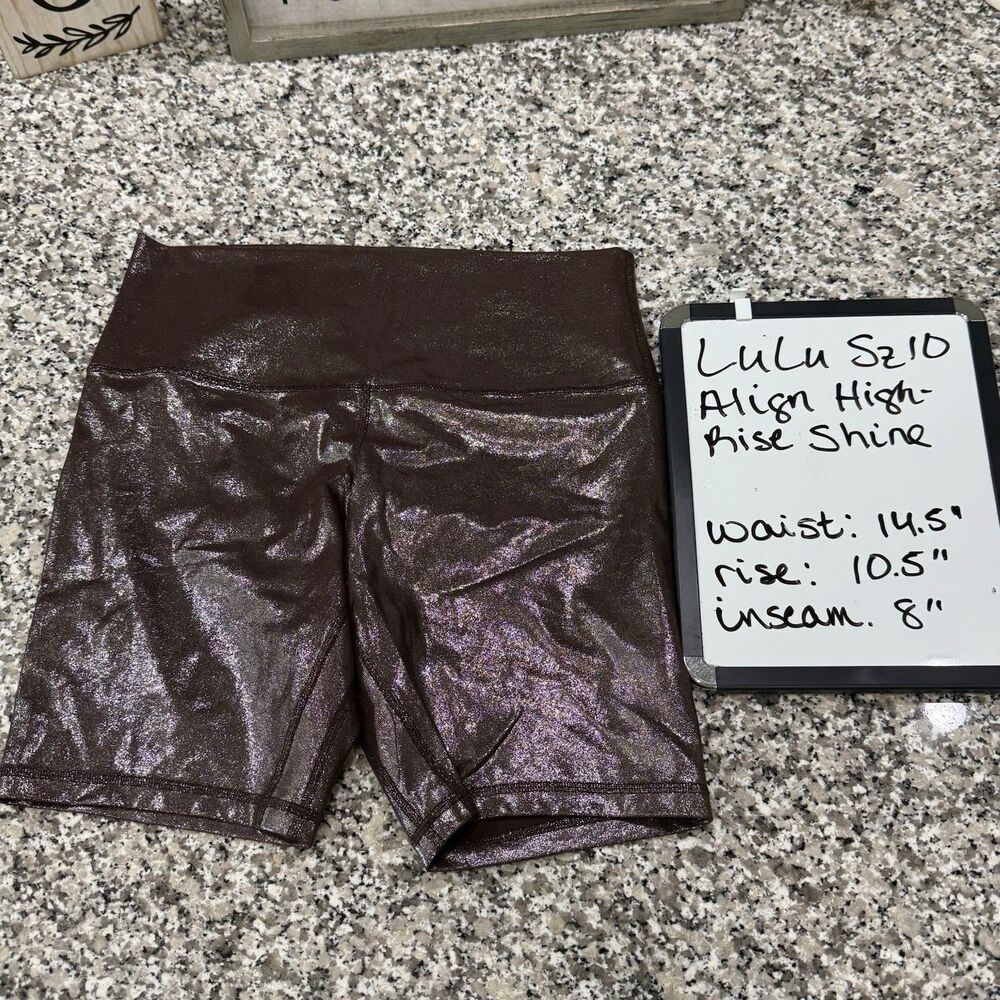 Lululemon Align HighRise Short 8" Shine Radiate Foil Print French Press Brn Sz10 - Picture 4 of 7